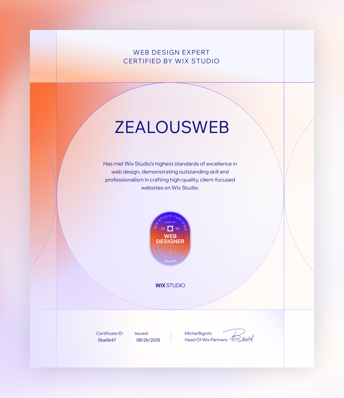 Web design expert certificate