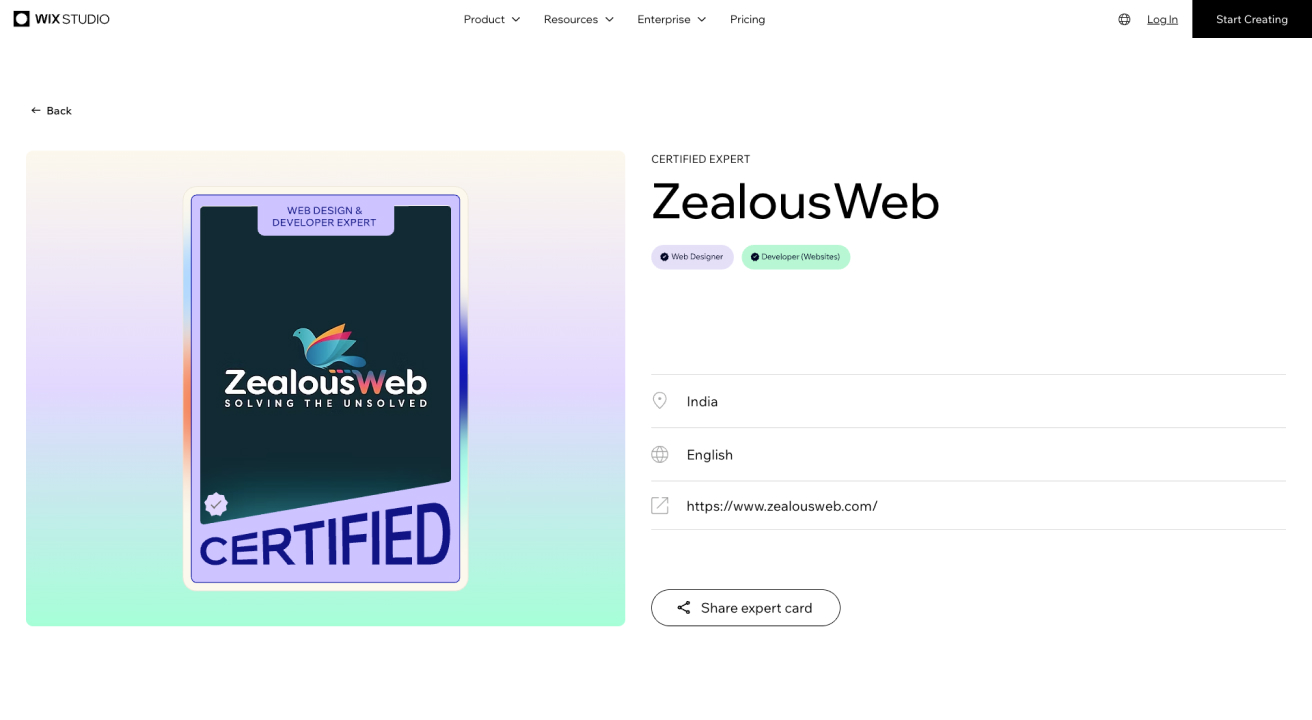 Wix Studio website