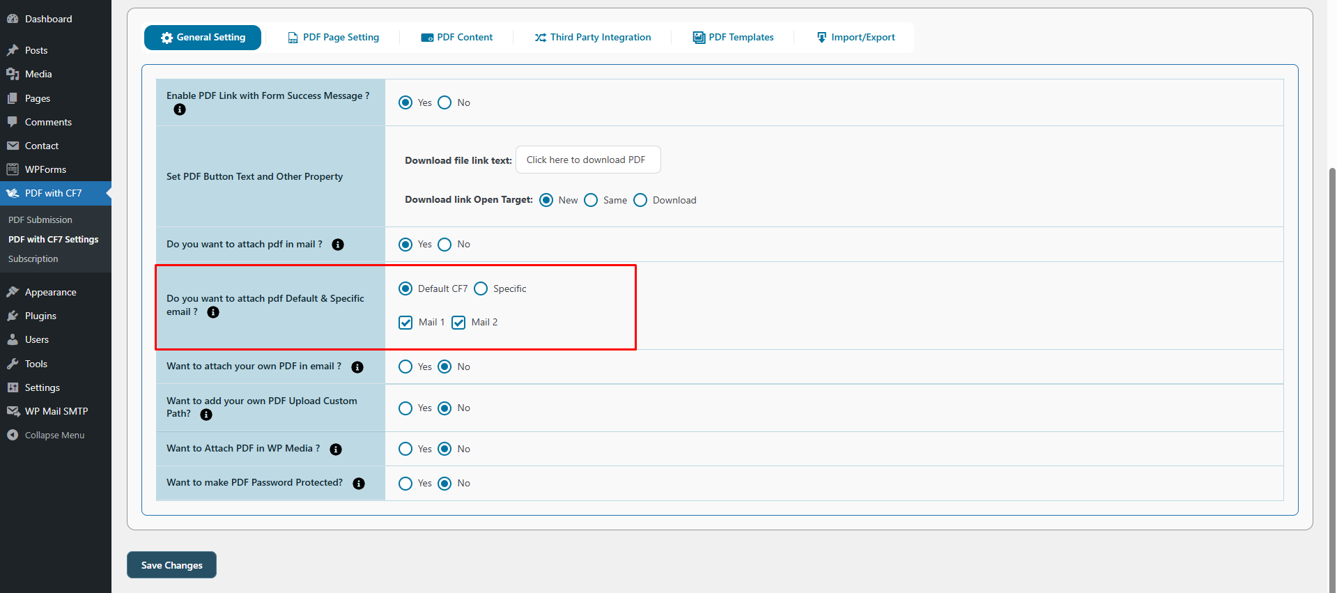 Email Attachment Setup